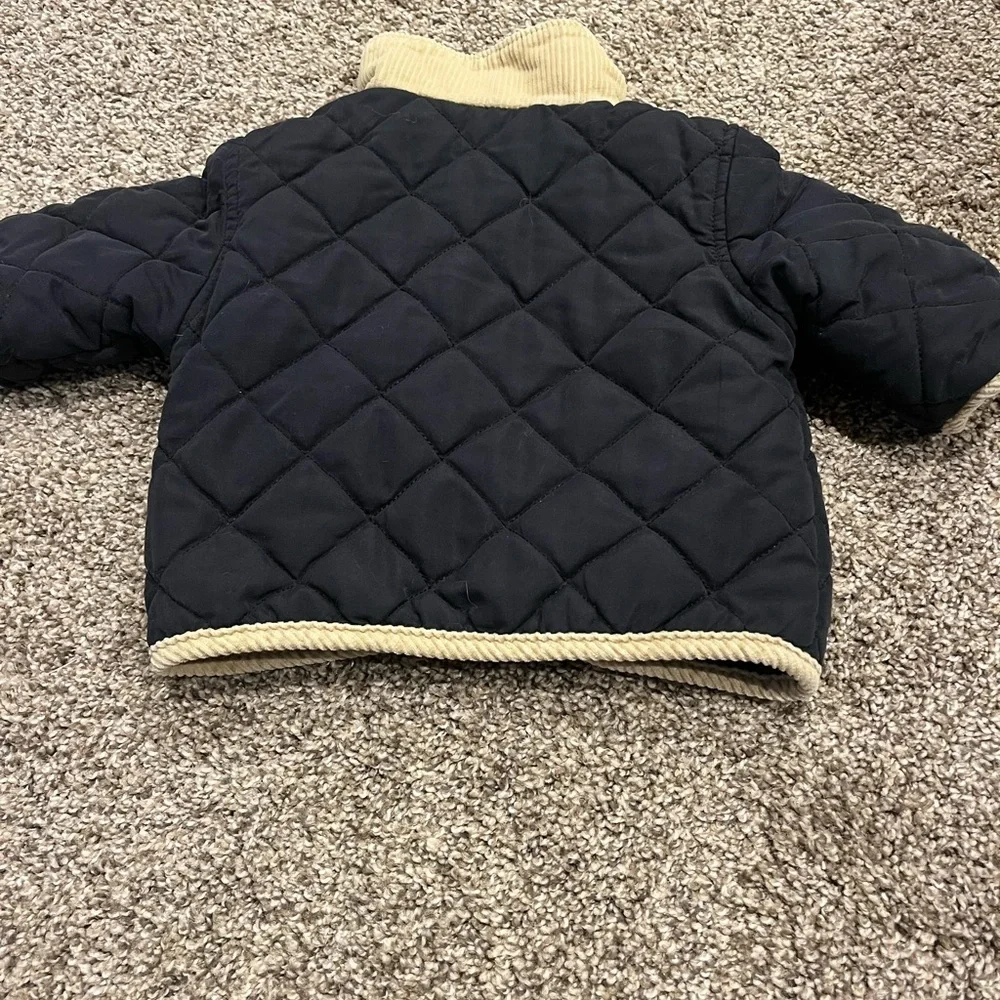 Y2K Gymboree (6-12M) Infant Baby Quilted Jacket Cotton Brown Snaps Lined Collar
